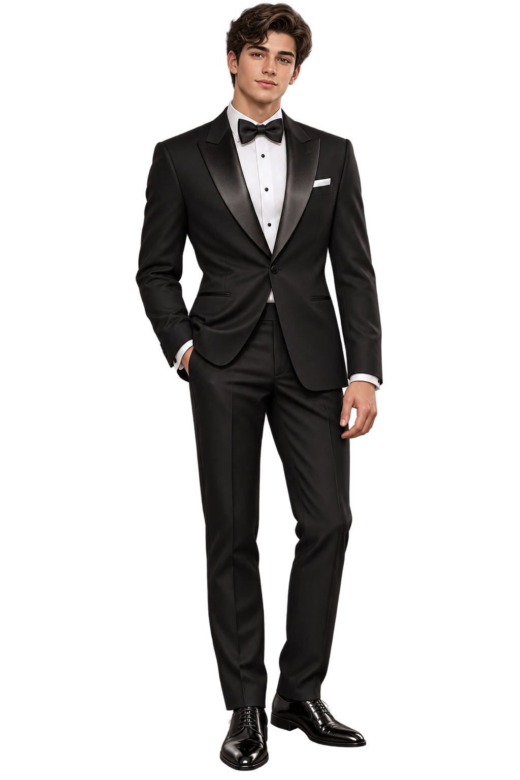 Hombre con esmoquin negro formal